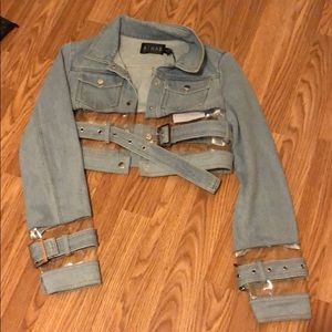 Transparent stripe jean jacket